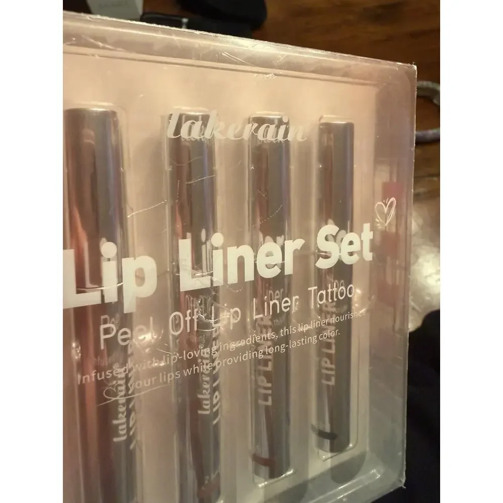 Lakerain 4Pcs Peel Off Lip Liner Stain Set-Proof, Waterproof Nude Matte Lip Tint